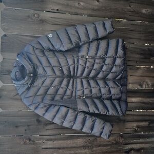 Bernardo Jacket Womens XXL Packable Puffer Quilted Hood Coat  Grey Silver